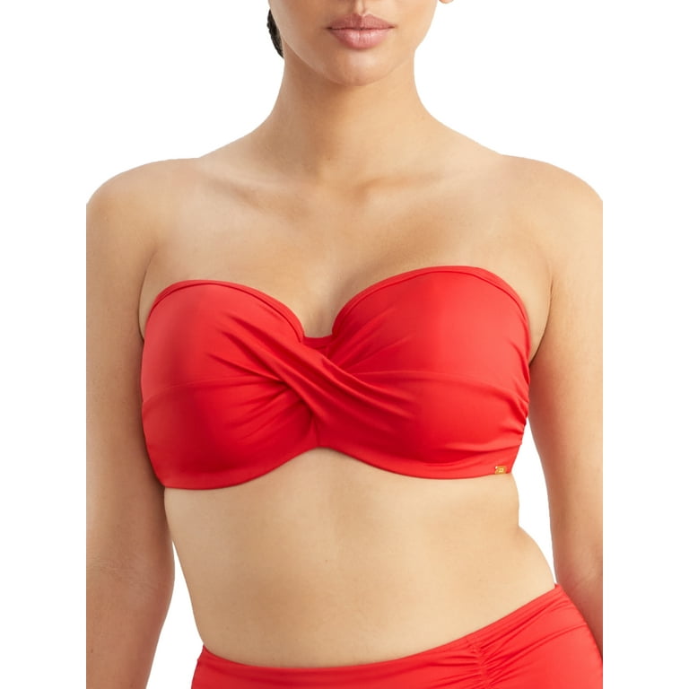 Panache FIERY RED Anya Riva Twist Bandeau Bikini Swim Top US 34DDDD G UK 34F Walmart