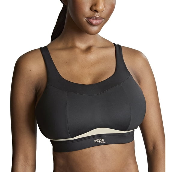 Panache Freedom Racerback Non-Wire Non-Padded Sports Bra (7344),30F,Black/Chalk