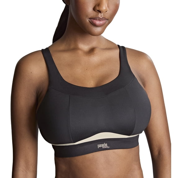 Panache Freedom Racerback Non-Wire Non-Padded Sports Bra (7344),34F,Black/Chalk