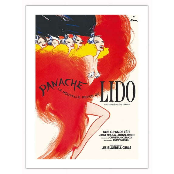 Panache - Lido of Paris - Les Bluebell Girls - Vintage Cabaret Poster by René Gruau c.1980s - Bamboo Fine Art 290gsm Paper (Unframed) 12x16in