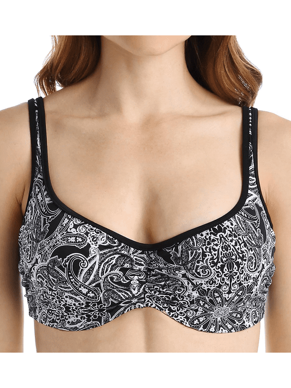 MONOCHROME PRINT Santorini Balconnet Bikini Swim Top, US 32N, UK 32JJ