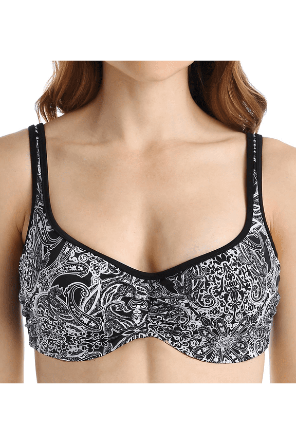 MONOCHROME PRINT Santorini Balconnet Bikini Swim Top, US 32N, UK 32JJ