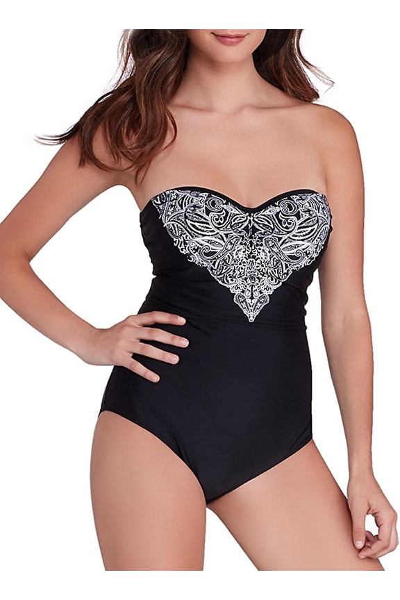 MONOCHROME PRINT Santorini One Piece Swimsuit, US 32D, UK 32D