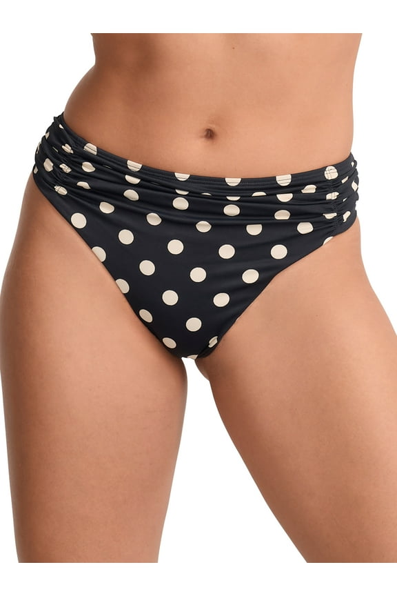 NAVY/VANILLA Anya Riva Spot Gathered Bikini Swim Bottom, US 2X-Large