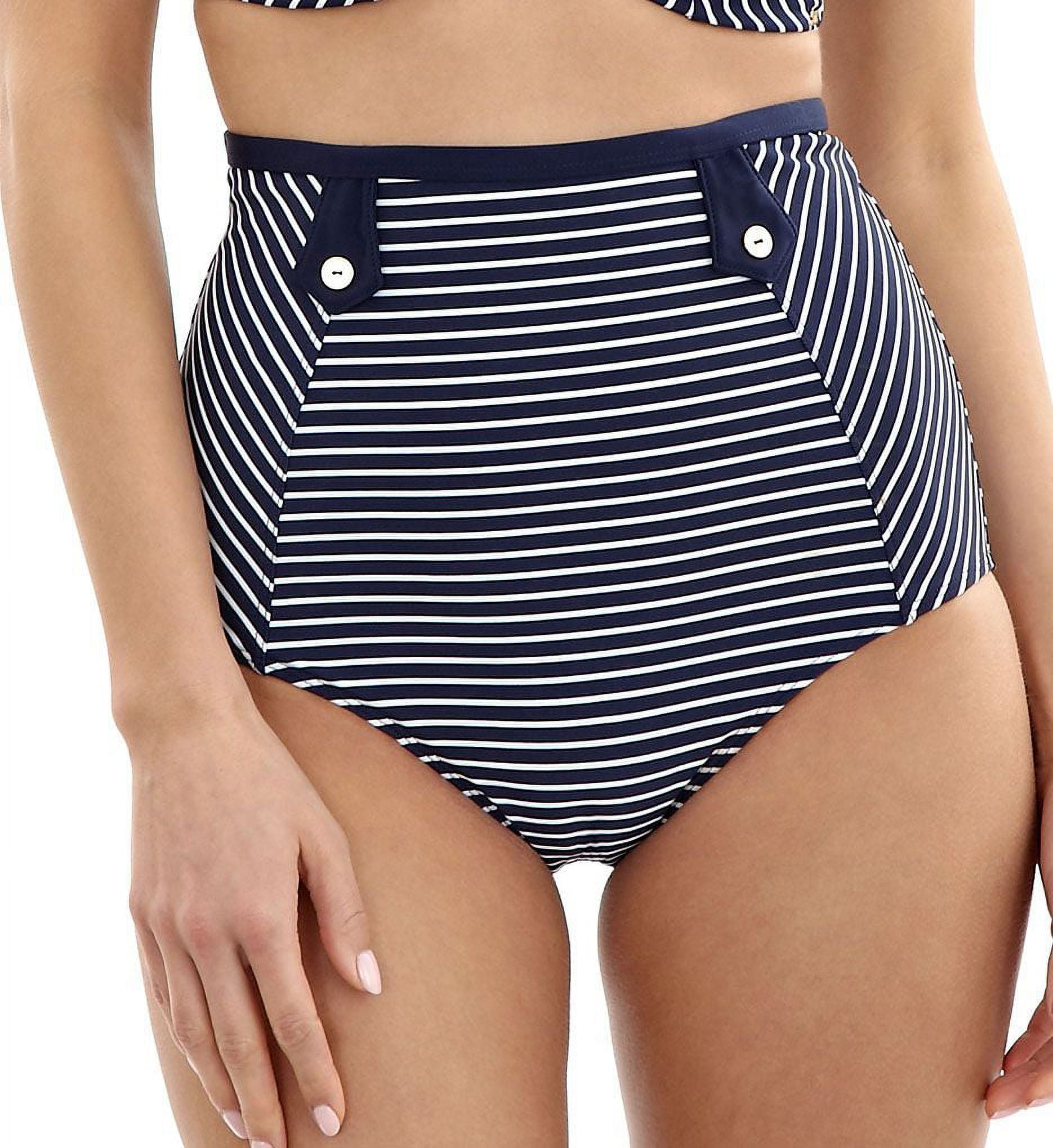 Panache NAVY/WHITE Britt Stripe High Waist Bikini Swim Bottom, US X-Large, UK 16