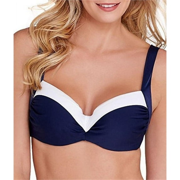 Panache NAVY/WHITE Portofino Balconnet Bikini Swim Top, US 30DDD/F, UK 30E