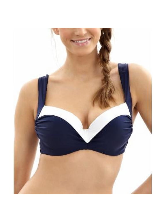 NAVY/WHITE Portofino Molded Balconnet Bikini Swim Top, US 30J, UK 30GG