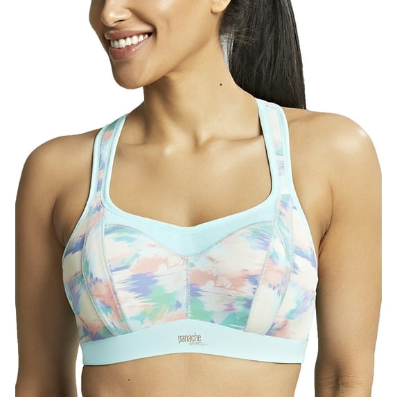 Panache Racerback Underwire Sports Bra (5021R),38FF,Boho Print
