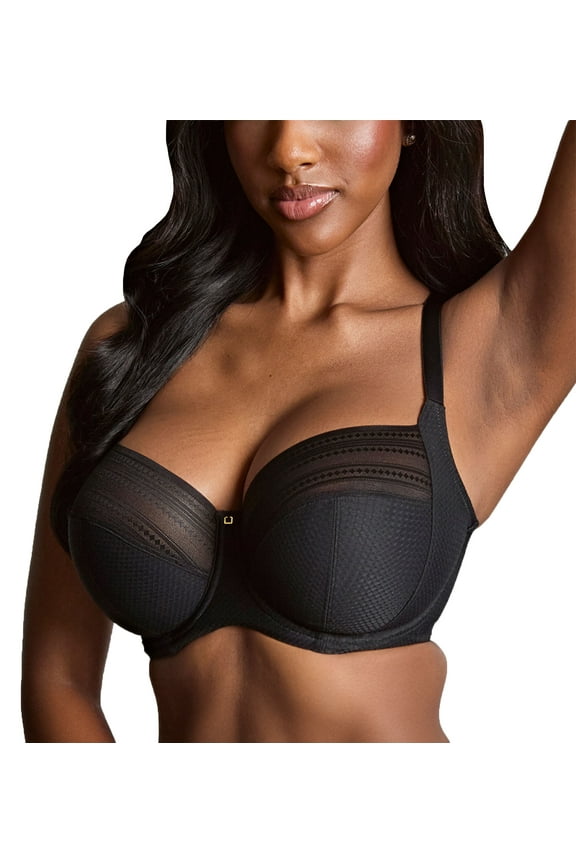 Serene Stretch Lace Full Cup Underwire Bra (10305),30HH,Noir