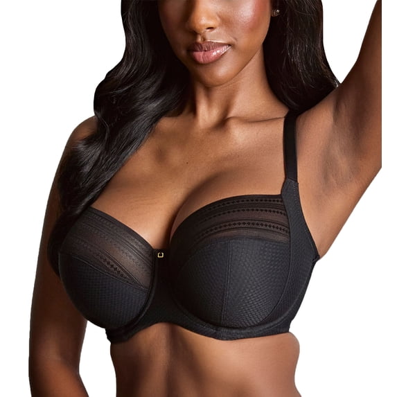 Panache Serene Stretch Lace Full Cup Underwire Bra (10305),30HH,Noir