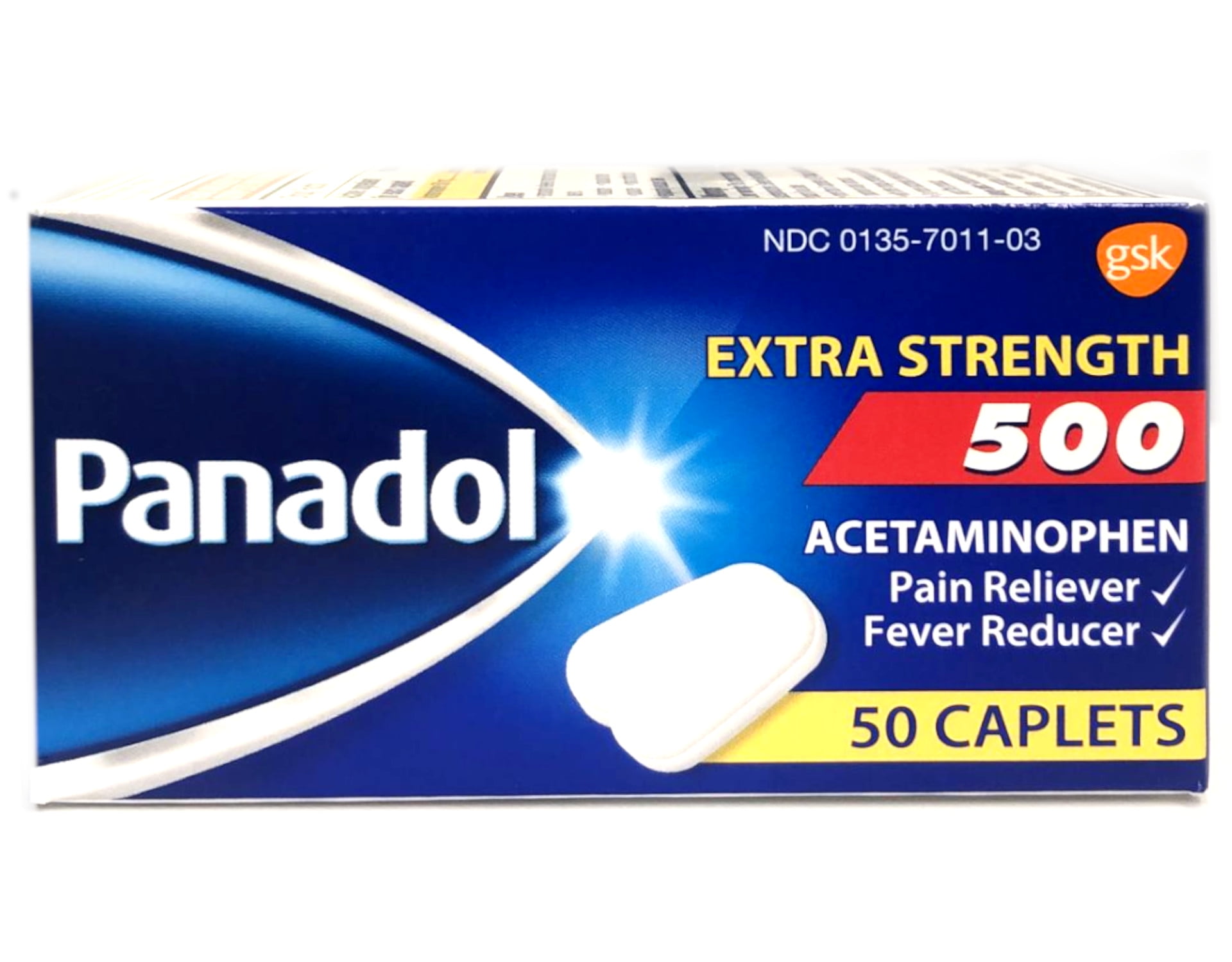Panadol Extra Strength Relief 500mg Acetaminophen Pain & Fever Reducer Caplets, 50 Pack