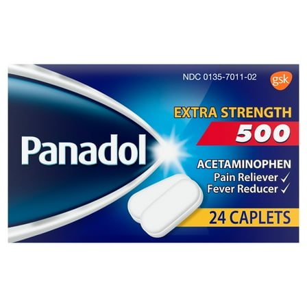 Panadol Extra Strength Caplets, Pain Reliever & Fever Reducer - 24ct