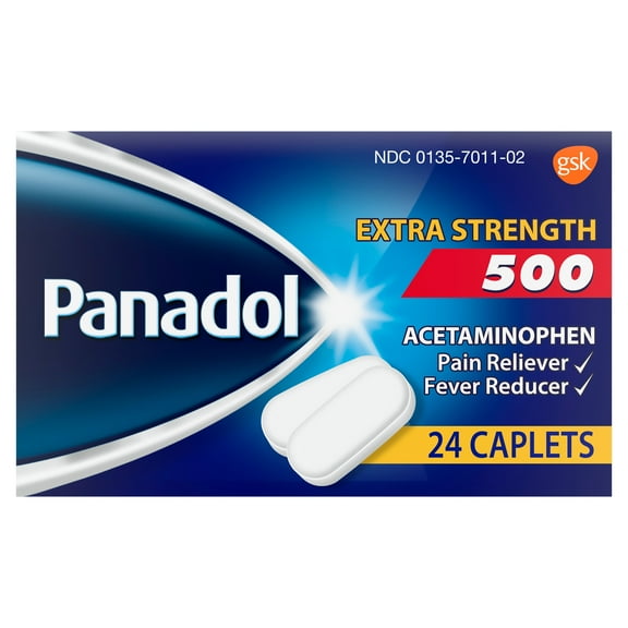 Panadol Extra Strength Caplets, Pain Reliever & Fever Reducer - 24ct