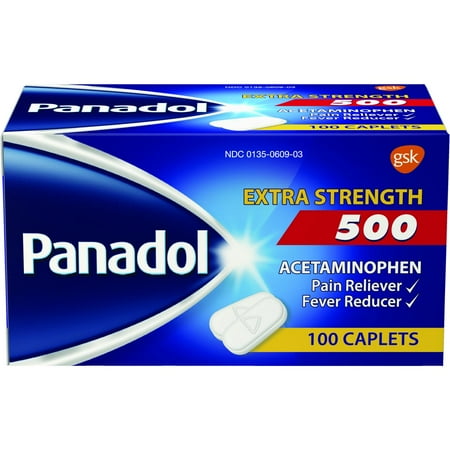 Panadol Extra Strength for Tough Pain Treatment, Migraine, Toothache, Menstrual Pain, 100 Caplets