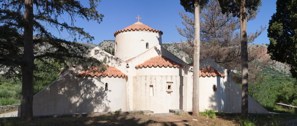 Panagia Kera church in Kritsa Lasithi Region Agios Nikolaus Crete Greece Canvas Art - Panoramic Images (29 x 12)
