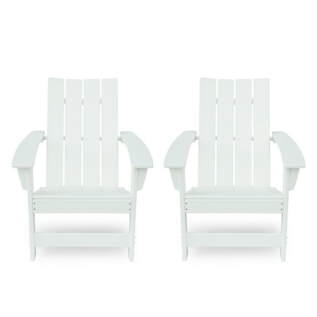 Panagiota Outdoor Contemporary Adirondack Chair, Set of 2, White