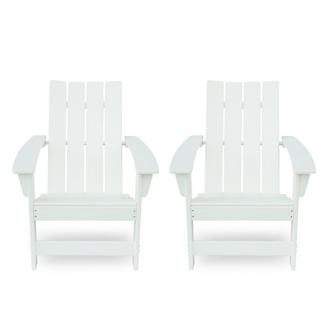 Panagiota Outdoor Contemporary Adirondack Chair, Set of 2, White