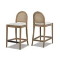 thumbnail image 1 of Panama 26.5" Curved Back Cane Rattan Counter Stool Set of 2 Two-Tone Neutral Gray Polyester Wool Blend, 1 of 9