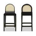 thumbnail image 1 of Panama 26.5" Curved Back Cane Rattan Set of 2 Counter Height Bar Stools in Ebony Black Boucle, 1 of 8
