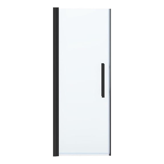 Panama 29 in. W x 72 in. H Frameless Hinge Alcove Shower Door in Black