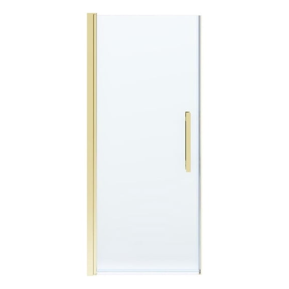 Panama 33 in. W x 72 in. H Frameless Hinge Alcove Shower Door in Brushed Gold
