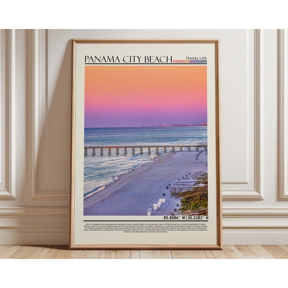 Panama City Beach Florida Pier Sunset Art, Florida Coastal Landscape Poster, Florida Gulf Coast Travel Print, Panama Summer Beach Decor, Poster Only