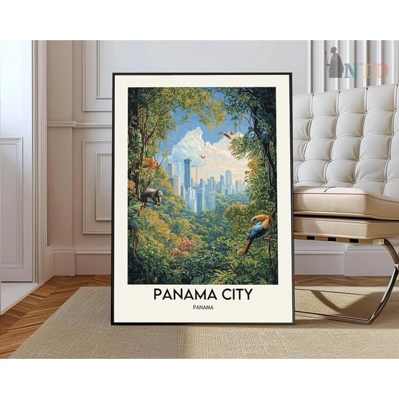 Panama City Canal Skyline Poster, Unframed Paper Poster 8x10in