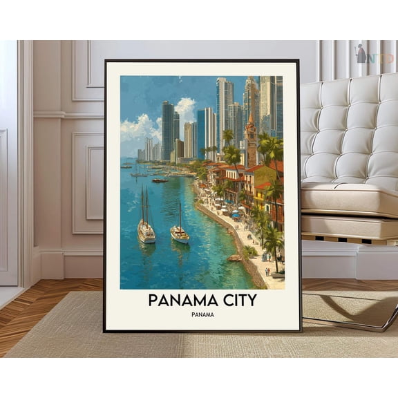 Panama City Central America City Map Wall Art Travel Decor Photo, Unframed Paper Poster 8x10in