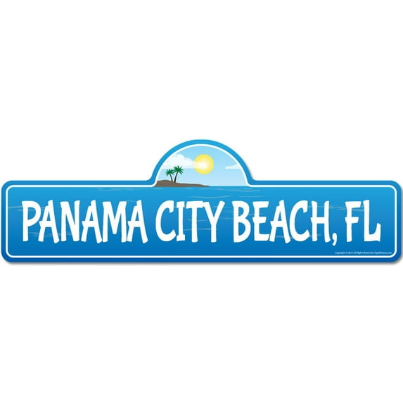 Panama City FL Florida Beach Street Sign | Indoor/Outdoor | Surfer Ocean Lover Décor For Beach House Garages Living Rooms Bedroom | Signmission Personalized Gift