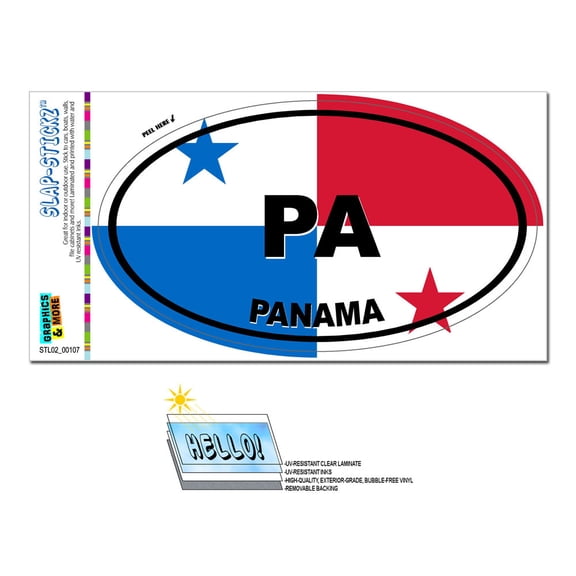 Panama Country Flag - PA Euro Oval SLAP-STICKZ(TM) Premium Sticker