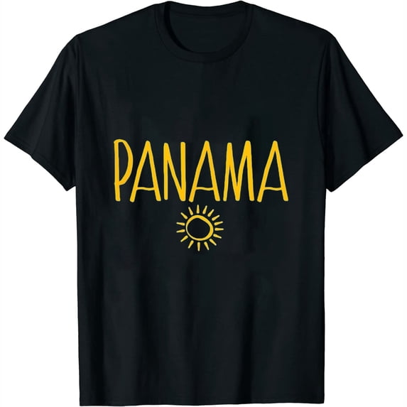 Panama Drawing of Sun Amber Print Womens T-Shirt Black 4X-Large