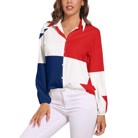 Panama Flag Long Sleeve Blouse Woman Streetwear Casual Shirts Summer Oversize Woman Streetwear Clothing Birthday Present