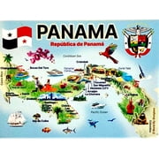 Panama Graphic Map and Attractions Souvenir Fridge Magnet 2.5 X 3.5