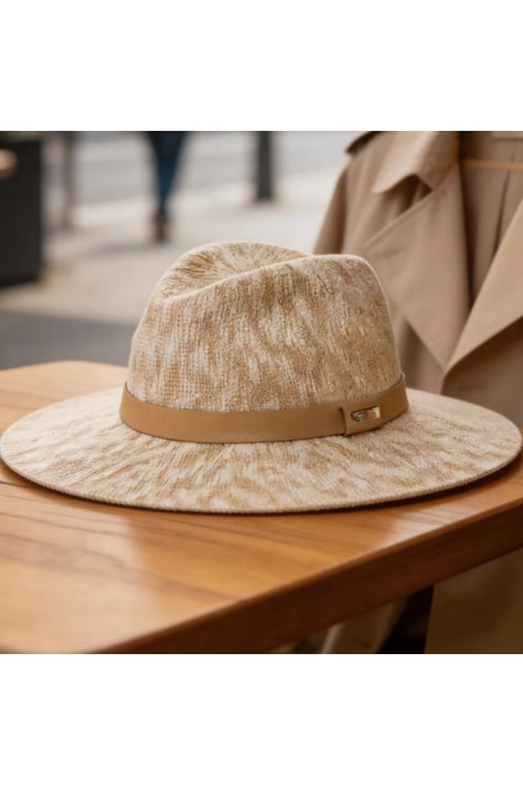 Panama Hat, Raffia Cowboy Jazz Style Wide Brim Sun Hat with UPF 50+ Protection, Adjustable for Summer Travel, Beach Vacation, and Outdoor Activities-Beige