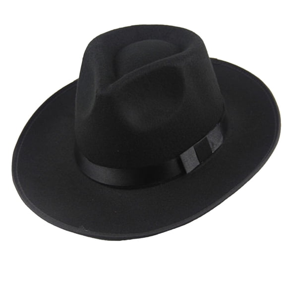 Panama Hat Sun Hats for Men Men's Dress Hats Fedora Hats for Men & Women Wide Brim Felt Hat with Band for Party Wedding Travel Daily Wear Black One Size
