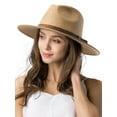 thumbnail image 1 of Panama Hat Sun Hats for Women Men Wide Brim Fedora Straw Beach Hat UV UPF 50- Khaki Brown- L, 1 of 9