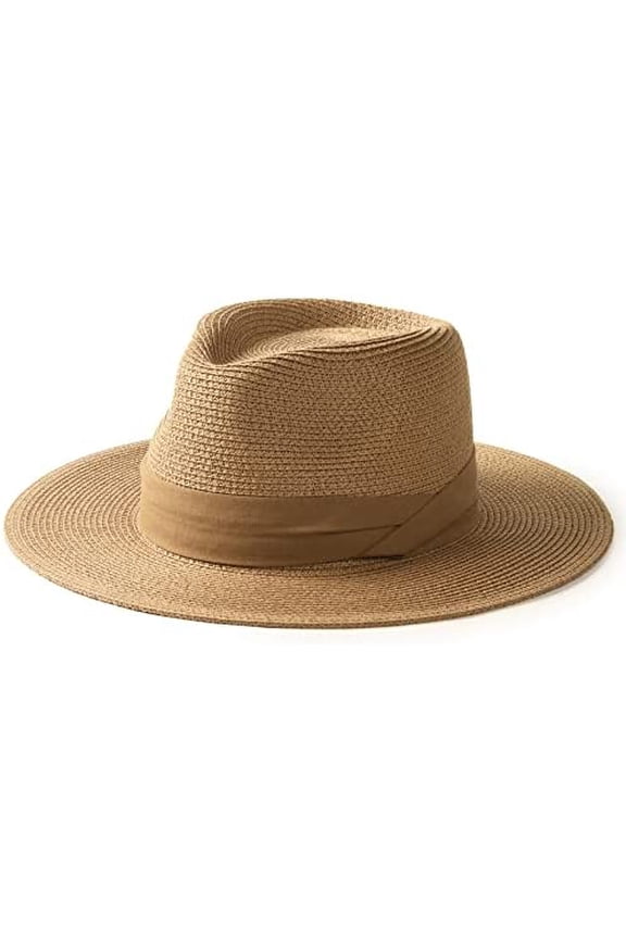 Panama Hat Sun Hats for Women Men Wide Brim Fedora Straw Beach Hat UV UPF 80+