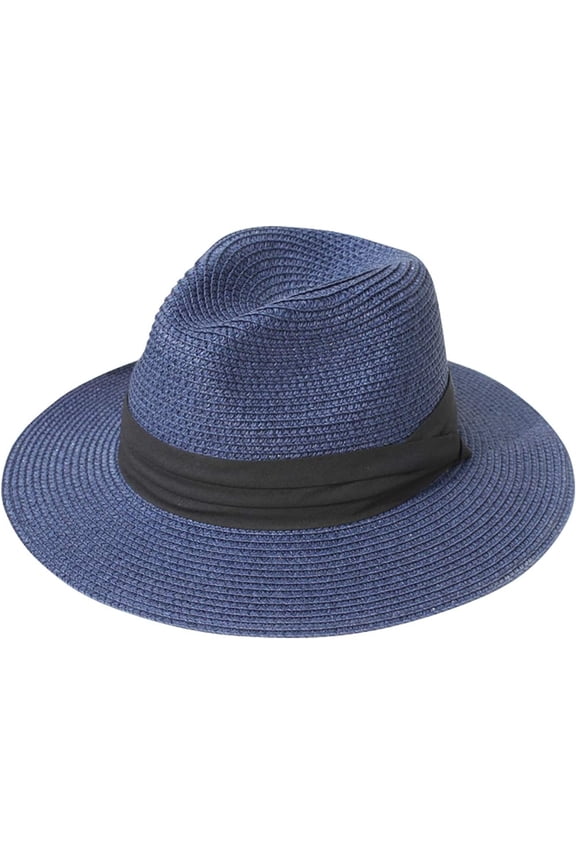 Panama Hat for Women Men, Straw Sun Hat Summer Beach Hats Wide Brim Fedora Foldable Vacation Travel Packable Cap