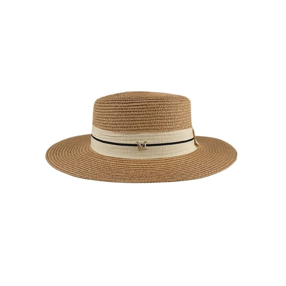 Panama Hats Breathable Big Brim Liu Yifei Same Hats UV Protection Caps New Jazz Hats Letter M Zircon Beach Sun Hats Women Bucket Hats Summer Sunscreen Hats Outdoor Straw Cap KHAKI