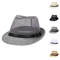 thumbnail image 1 of Panama Hats for Men Women Summer Lightweight Breathable Mesh Sun Hat Fedora Trilby Hats, 1 of 4
