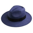 thumbnail image 1 of Panama Hats for Women Panama Hats For Women Unisex Summer Beach Sun Hat Wide Brim Cap 50+ Navy, 1 of 6