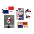 thumbnail image 1 of Panama Heritage Flag Pack - Includes a Panamanian 3x5' Flag, Vinyl Flag Decal, One Single & One Double Friendship Flag Lapel Pin, Miniature Desk Flag with Stand & One Iron-On Flag Patch, 1 of 1