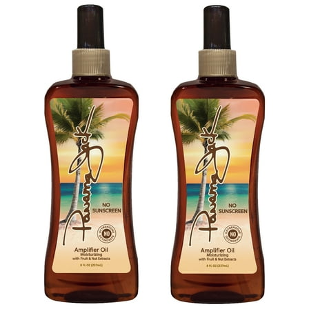 Panama Jack Amplifier Suntan Oil - Contains No Sunscreen Protection (0 SPF), Light Formula with Exotic Oils, Fruit and Nut Extracts, Tropical Fragrance, 8 FL OZ (Pack of 2)