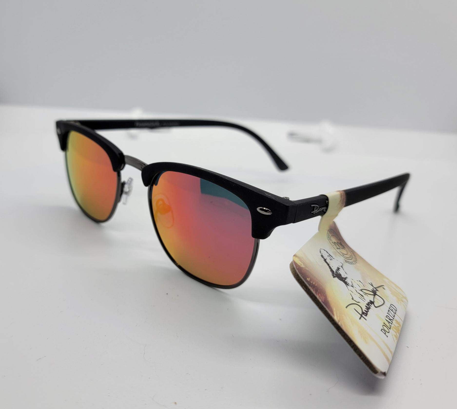 Panama Jack Black Red Mirror Unisex Polarized Sunglasses 100% Uva Uba  Reduces Glare 