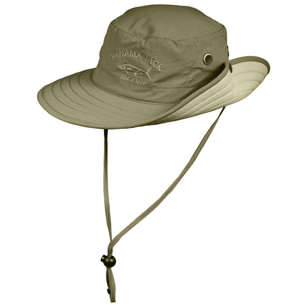 Panama Jack Boonie Fishing Hat - Lightweight, Packable, UPF (SPF) 50+ Sun Protection, 3" Floating Brim (Olive/Khaki, Large)