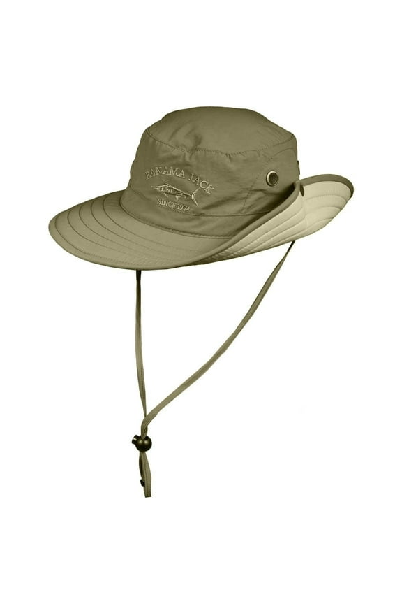 Boonie Fishing Hat - Lightweight, Packable, UPF (SPF) 50+ Sun Protection, 3" Floating Brim (Olive/Khaki, Large)