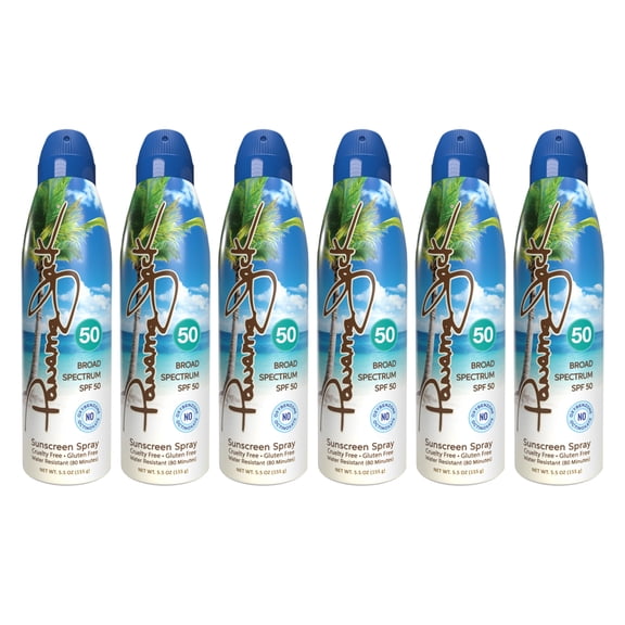 Panama Jack Continuous Spray Sunscreen - SPF 50, Broad Spectrum UVA/UVB Protection, PABA, Paraben, Gluten & Cruelty Free, Water Resistant (80 Minutes), 5.5 OZ (Pack of 6)