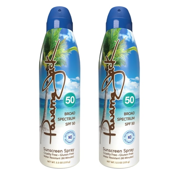 Panama Jack Continuous Spray Sunscreen - SPF 50, Broad Spectrum UVA/UVB Protection, PABA, Paraben, Gluten & Cruelty Free, Water Resistant (80 Minutes), 5.5 OZ (Pack of 2)