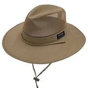 Panama Jack Cotton and Mesh Safari Sun Hat with Chin Strap, Breathable Hats for Men and Women, Large, Brown