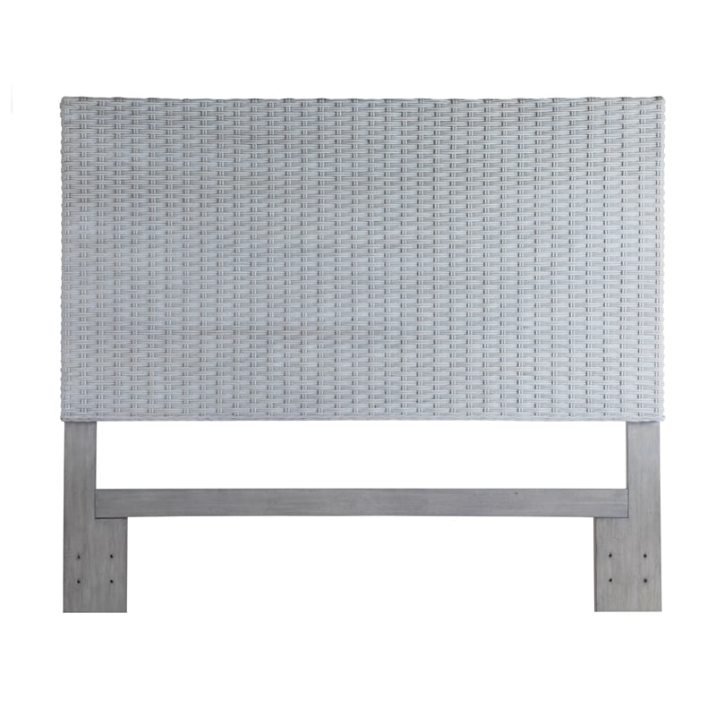 Panama Jack Driftwood Cool White Wicker / Rattan Woven King Headboard